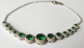 Silver Synthetic Emerald & Cubic Zirconia Bracelet